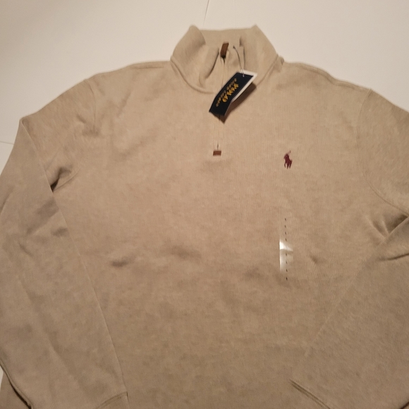 Polo Ralph Lauren Luxury Jersey Quarter-Zip Tan - Picture 4 of 16